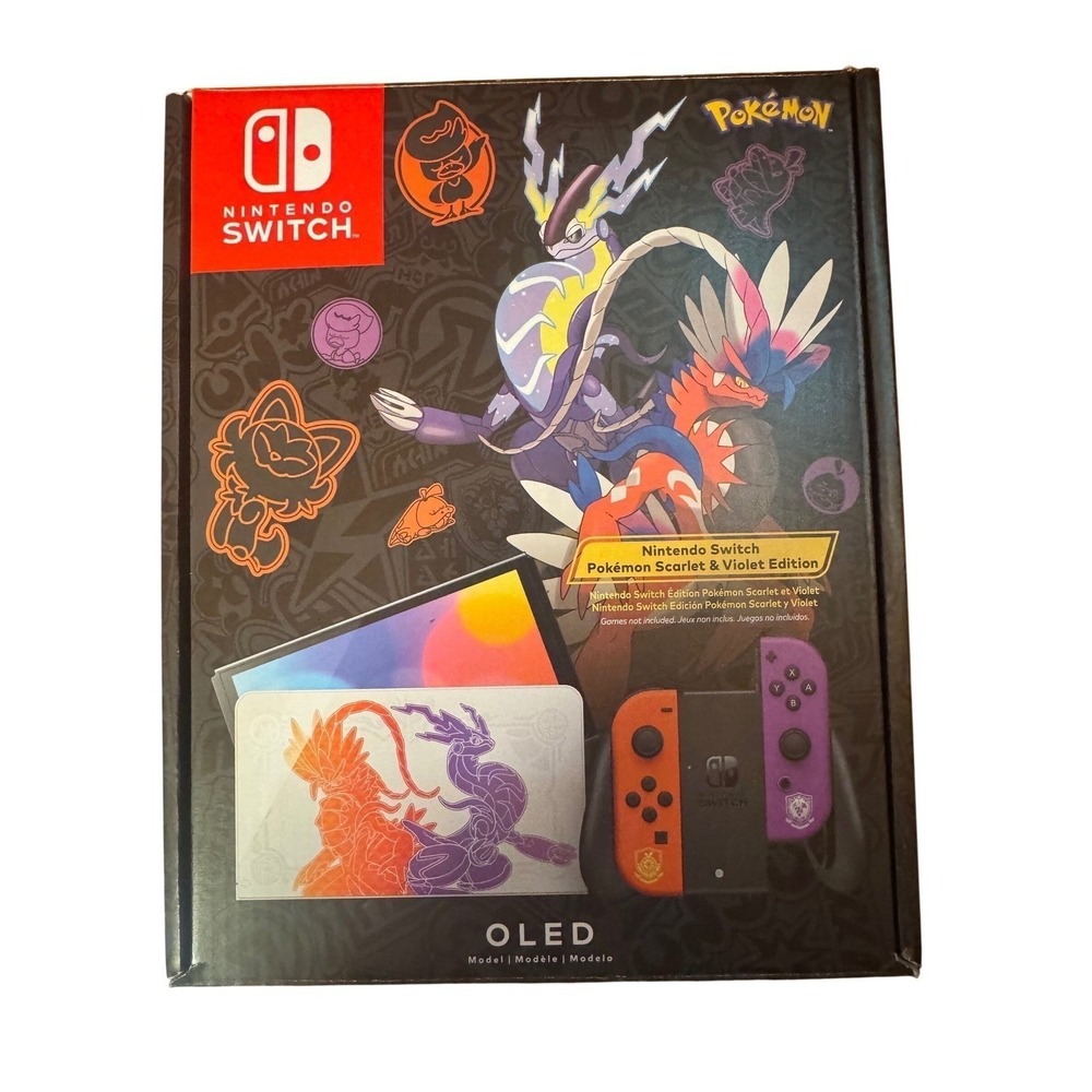 Nintendo Switch OLED Pokemon Scarlet & Violet Edition Bundle 2 Games Zelda Case